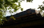 CSX 3051 led a grain/ethanol eastbound seen here from below as it crossed Blackwater Creek in downtown Lynchburg